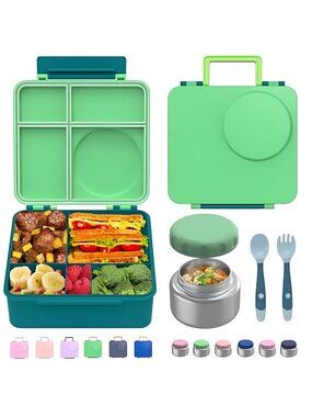 Bento Box for Kids - Leak-Proof Bento Lunch Box with Insulated Thermos Food Jar
